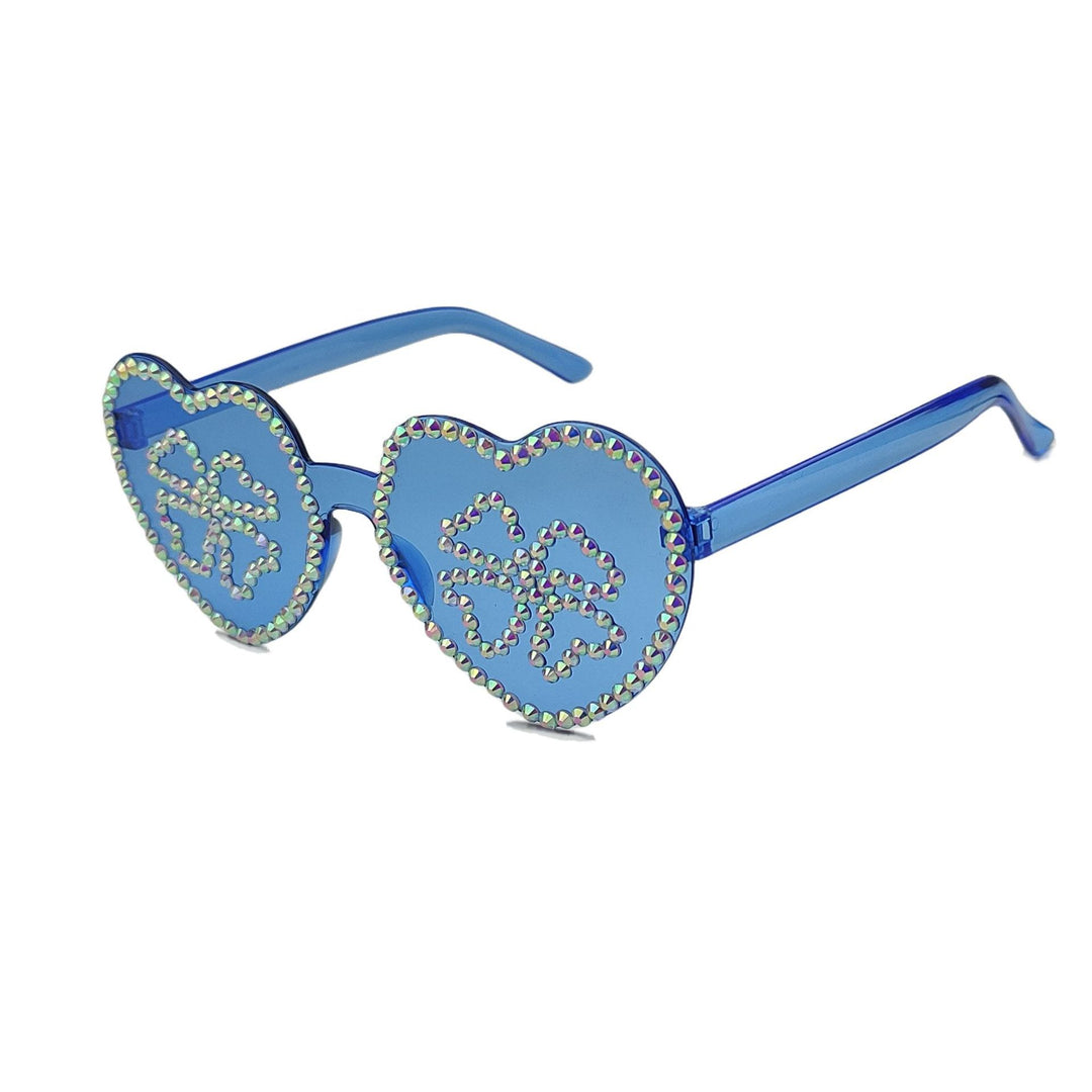 Damen Herzförmige Sonnenbrille mit funkelndem Strassmuster Karnz