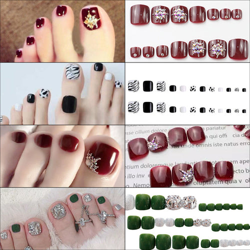 Premium Dekorativer Pediküre Press-On-Nagelset Karnz