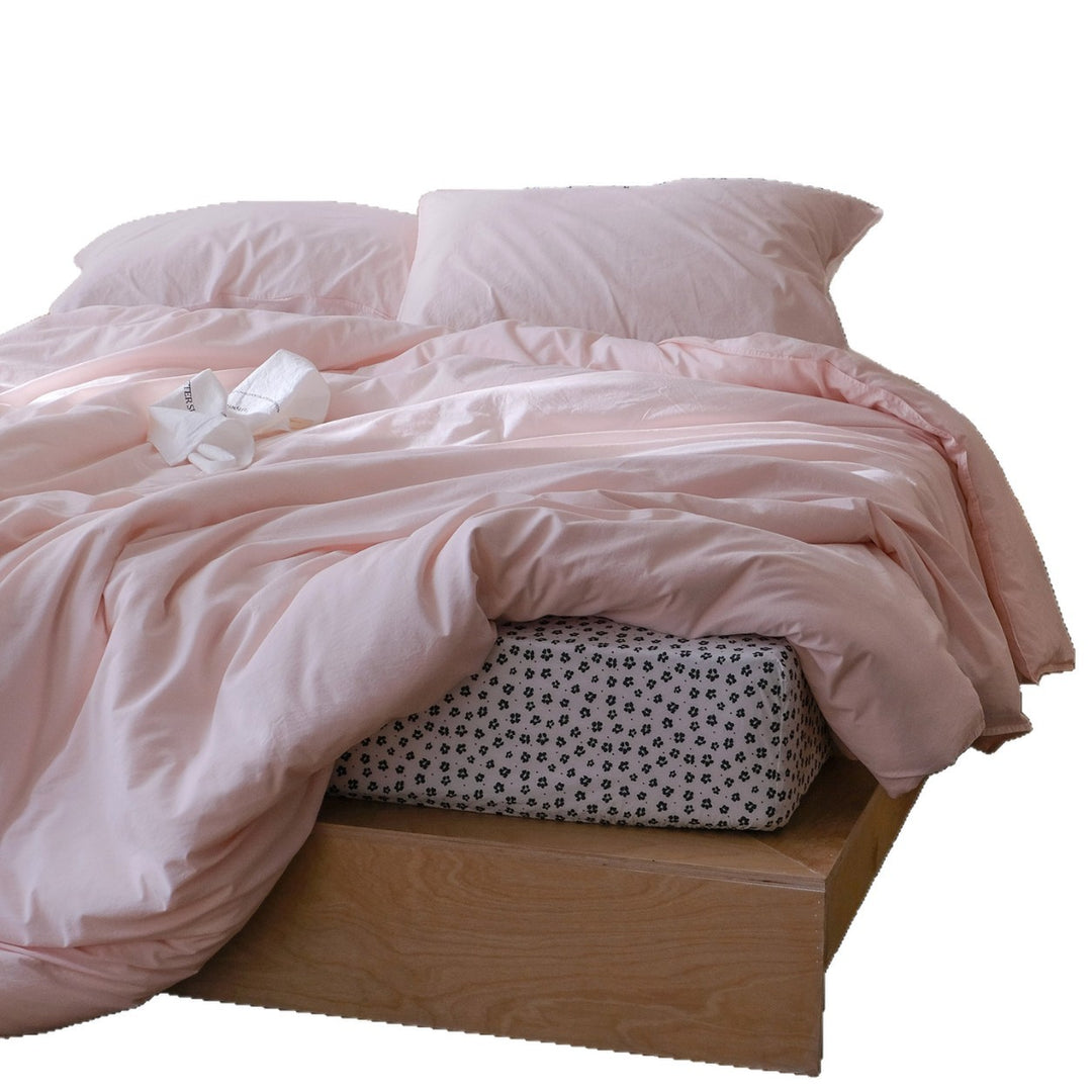 Gegerbete Baumwollsatin Bettbezug und Kissenbezug Set