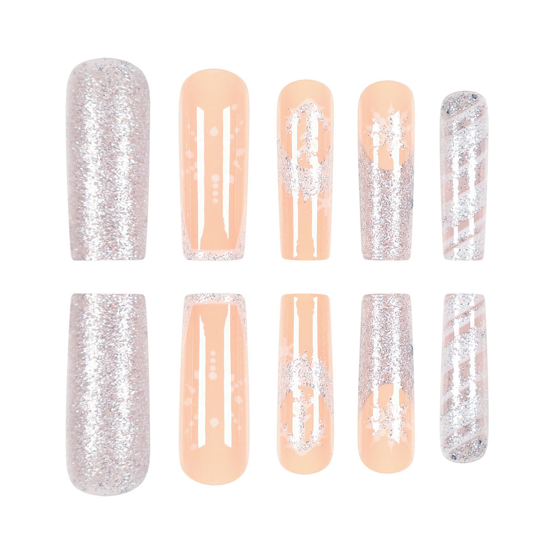 Elegante Lange Press-On Nail Art Karnz