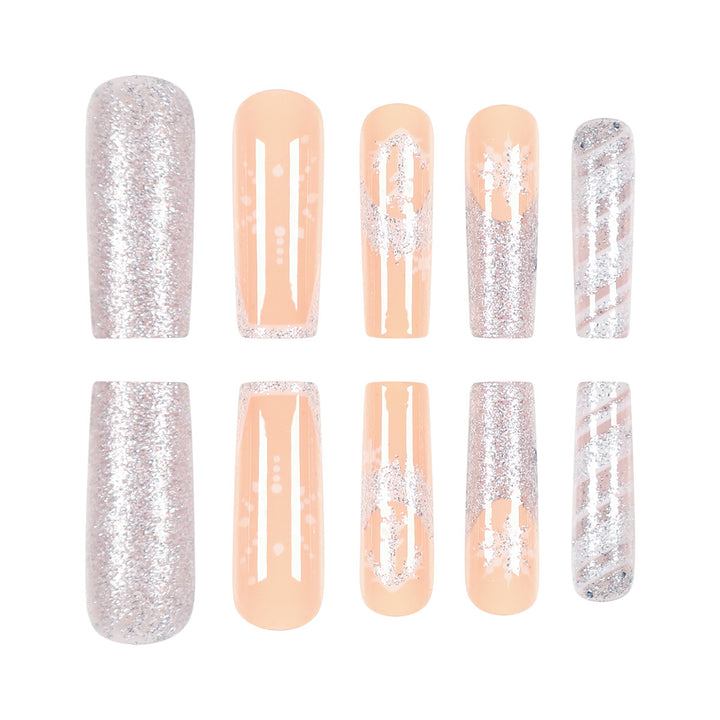 Elegante Lange Press-On Nail Art Karnz