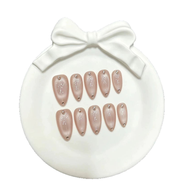 Elegantes Glamouröses Press-On-Nagelset mit Strassakzenten