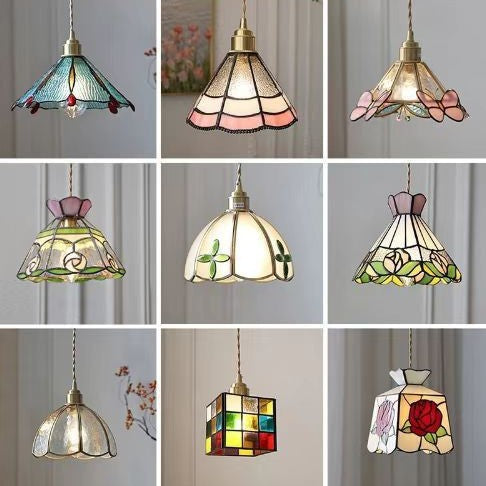 Verstellbare Vintage-Glas-Hängeleuchte