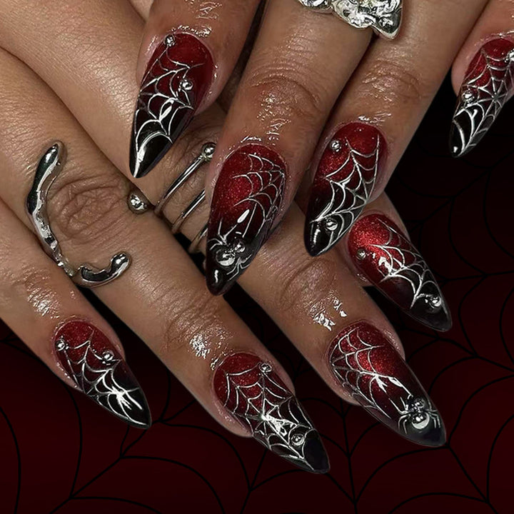 Gothic-Spinnen-Themen-Press-On-Nägel-Set
