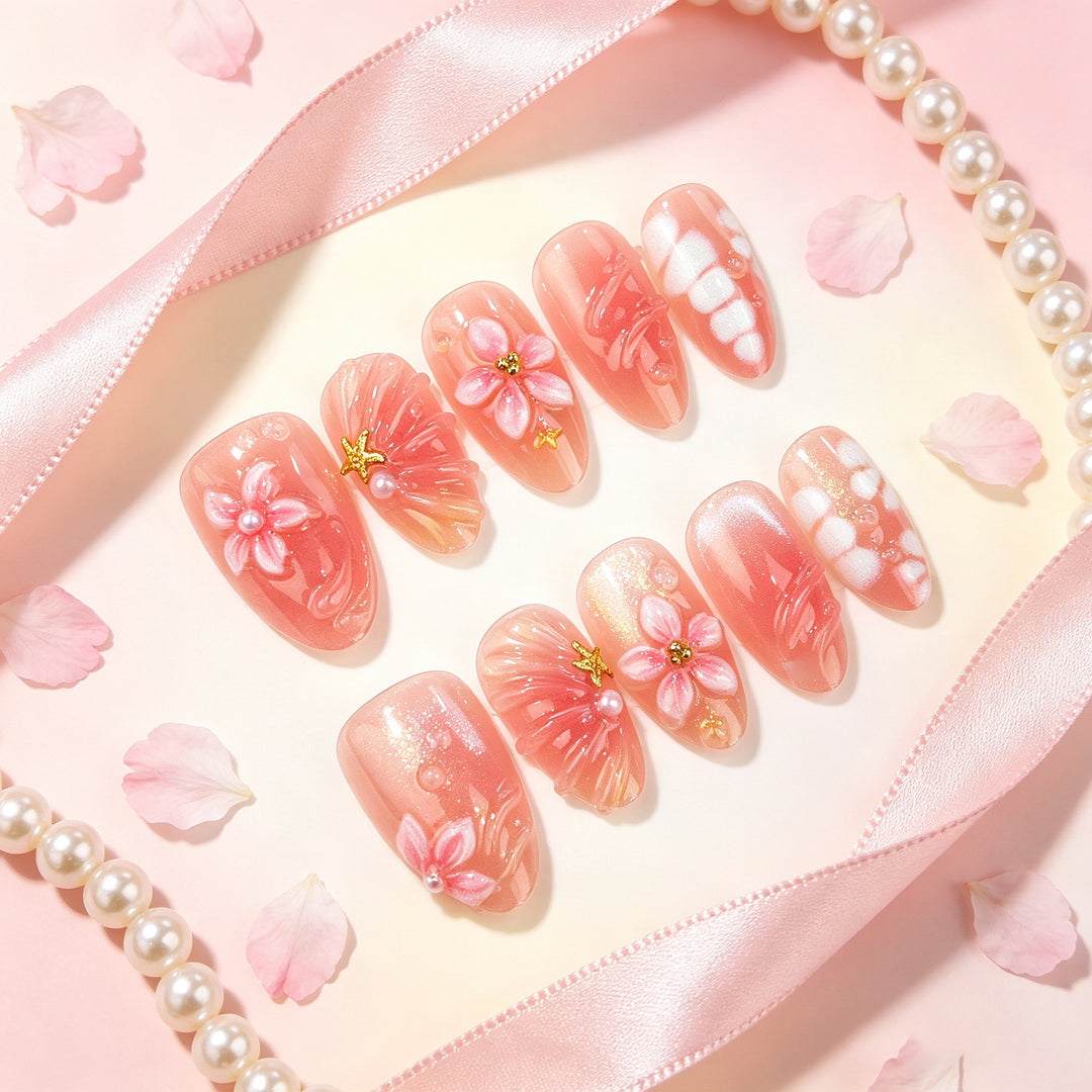 Künstlerisches Floral Press-On-Nageldesign-Kit