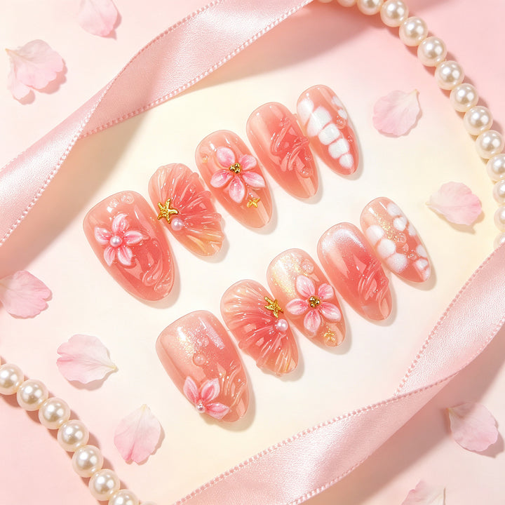 Künstlerisches Floral Press-On-Nageldesign-Kit