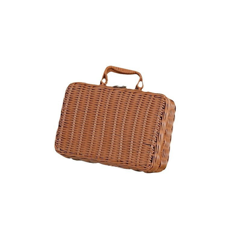 Damen Stilvolle Rattenbox mit praktischen Griffen Karnz