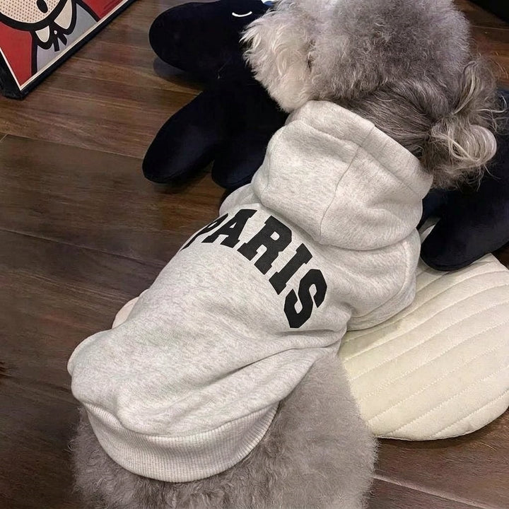 Kleiner Hund Kapuzen Baumwoll-Fleece Pullover mit Collegiate PARIS Druck