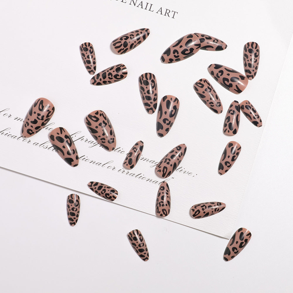 Stylische Leopard-Print Press-On Nägel Karnz