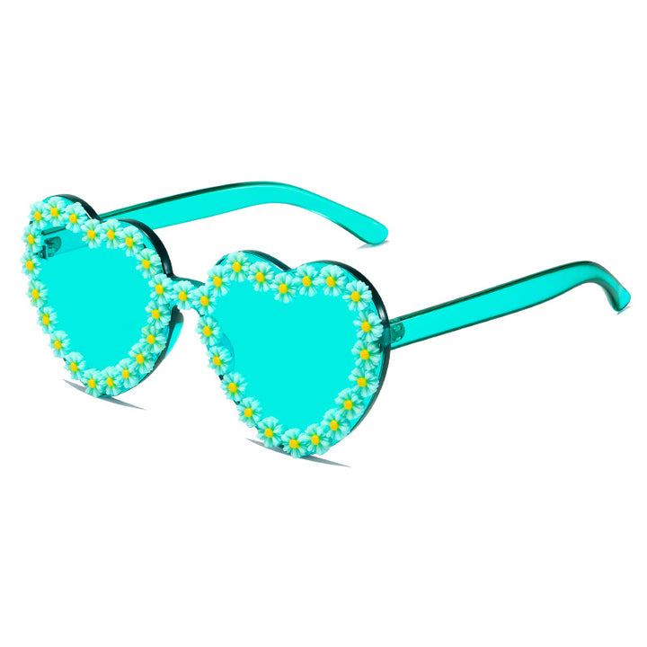 Damen Liebesförmige Sonnenbrille mit floralen Verzierungen Karnz