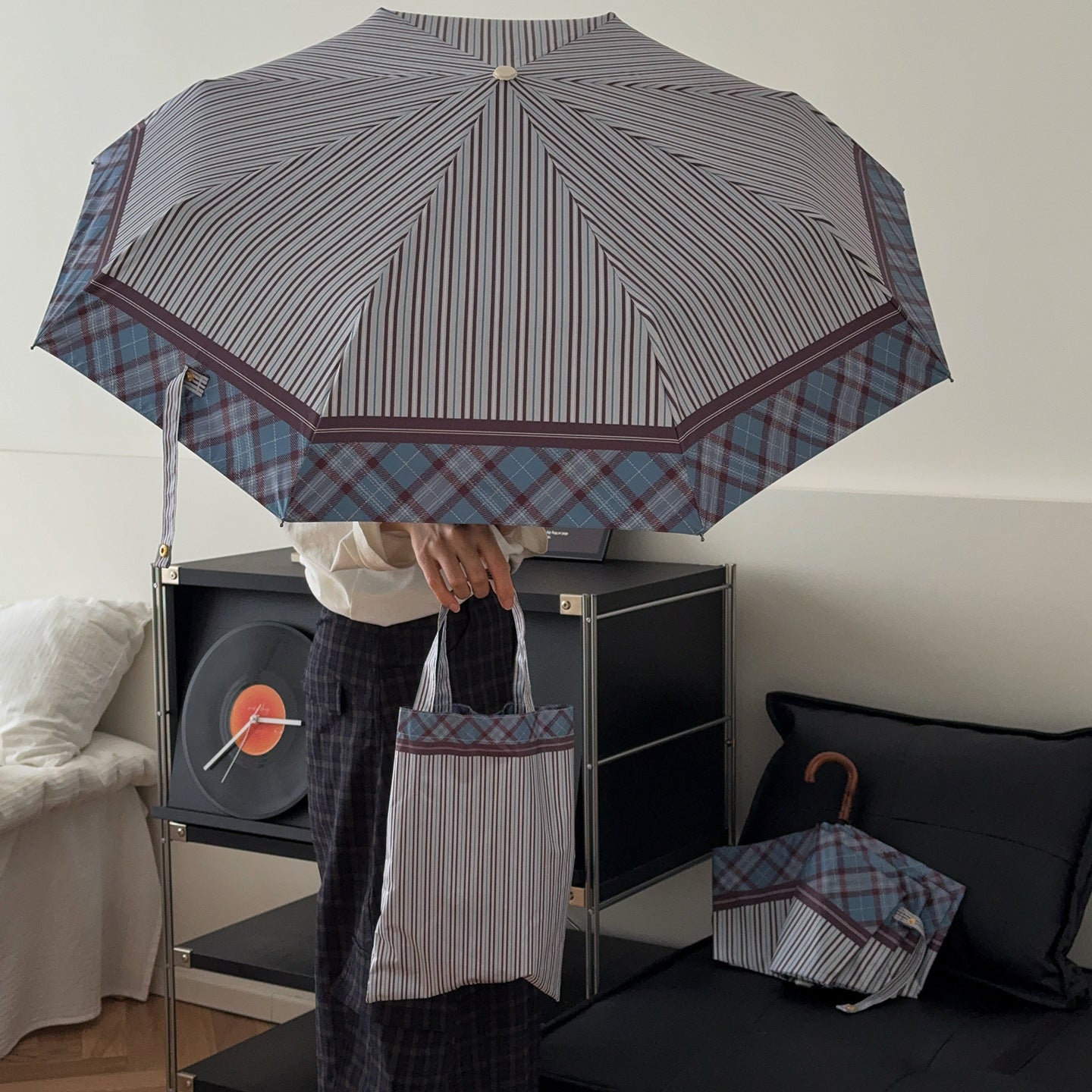 Damen faltbare Einkaufstasche mit Regenschirm Karnz