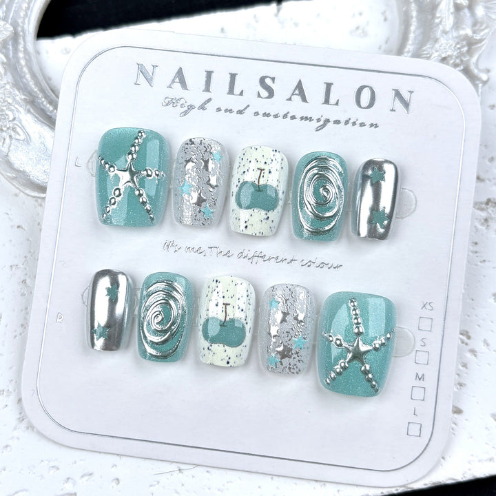 Küsten-Themen Press-On Nagelkunst Set