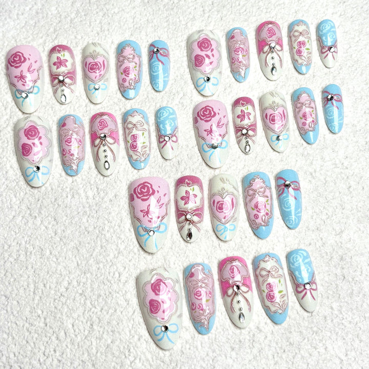 Elegante Floral Art Press-On Nail Set