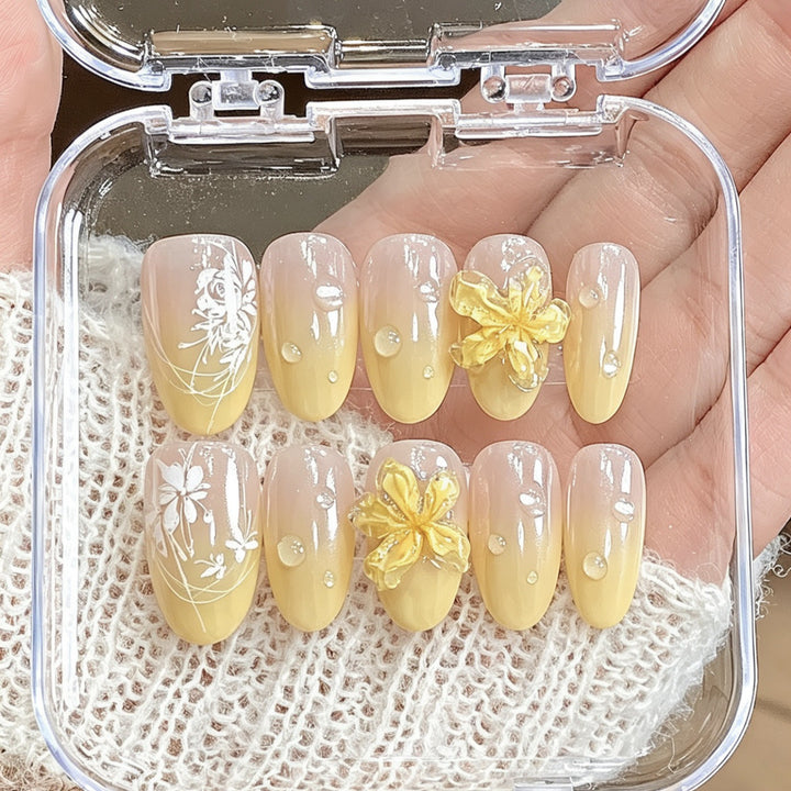 Premium floral-prägte Druck-Nagelset
