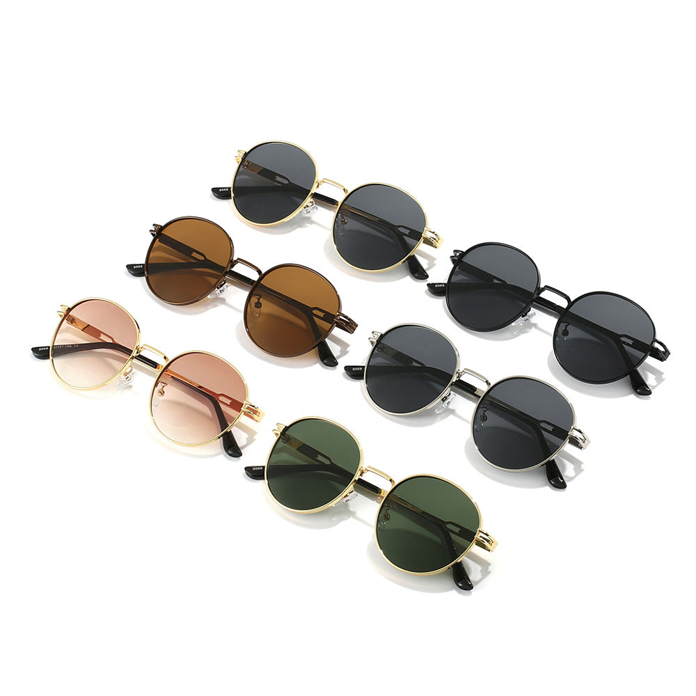 Damen Modische Sonnenbrille im minimalistischen Rundrahmen Karnz