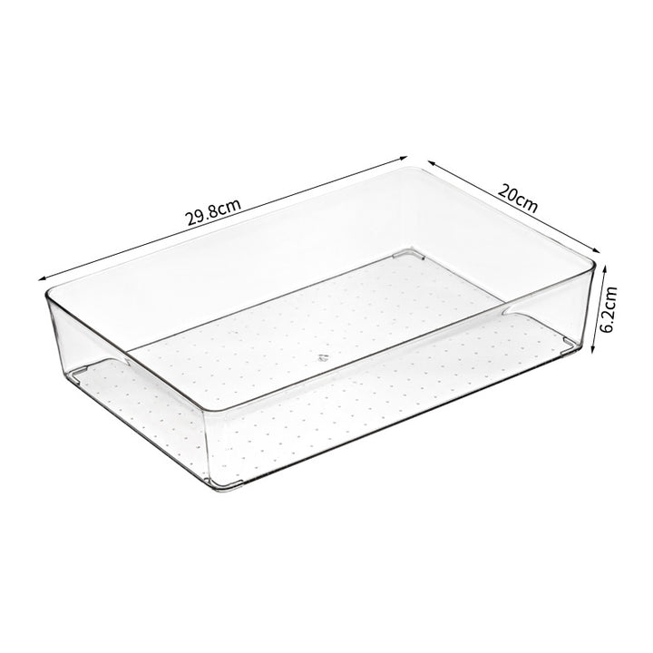 Transparente Aufbewahrungsbox für Kühlschrank und Schrank mit schmaler Frontöffnung und Anti-Rutsch-Noppen