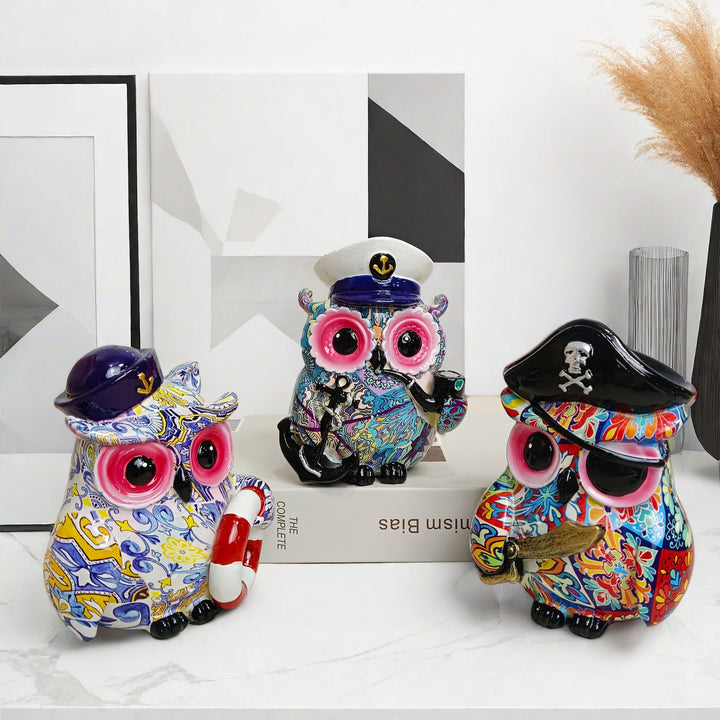 Kunstvolle Eulenfigur im maritimen Design Karnz