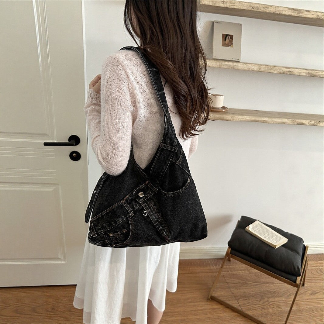 Stilvolle Denim Slouchy Tote Bag