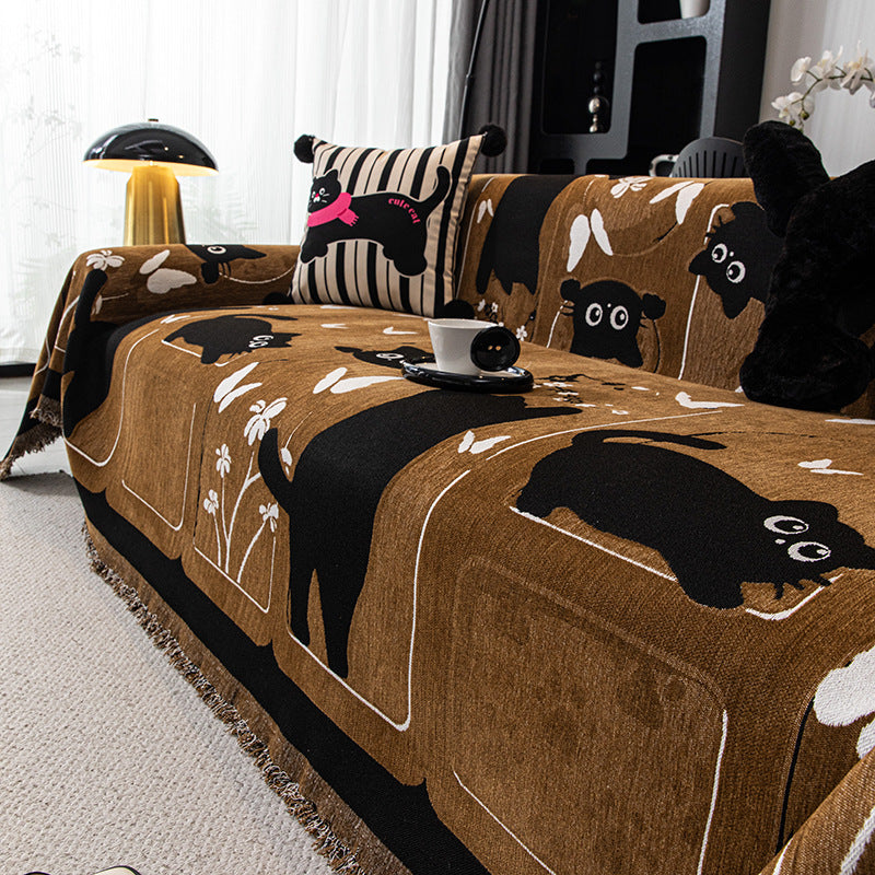 Gemütliche katzenmotivierte Sofawurfdecke