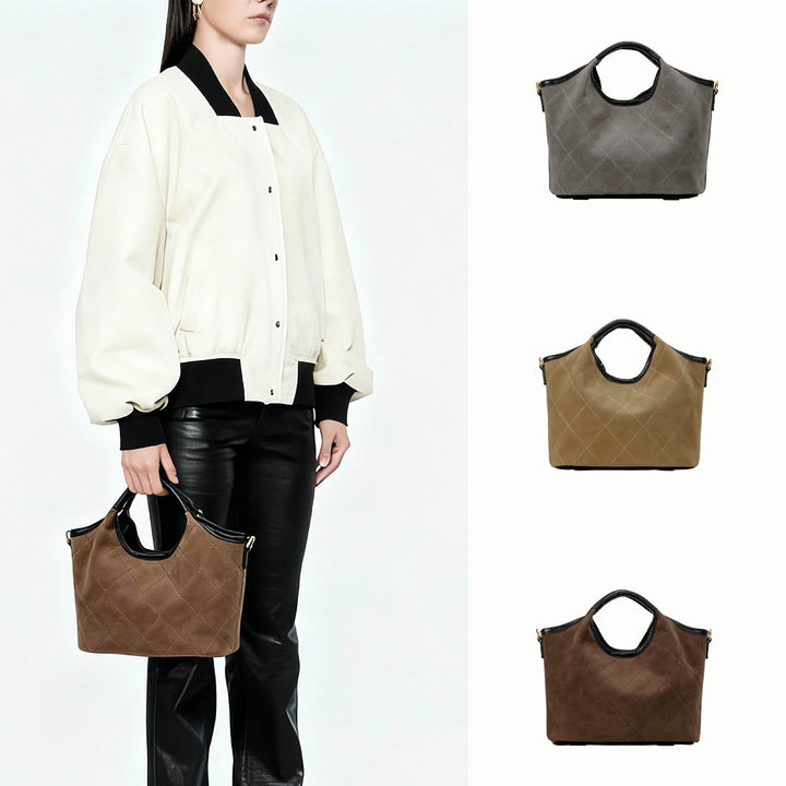 Gepolsterte Wildleder-Handtasche