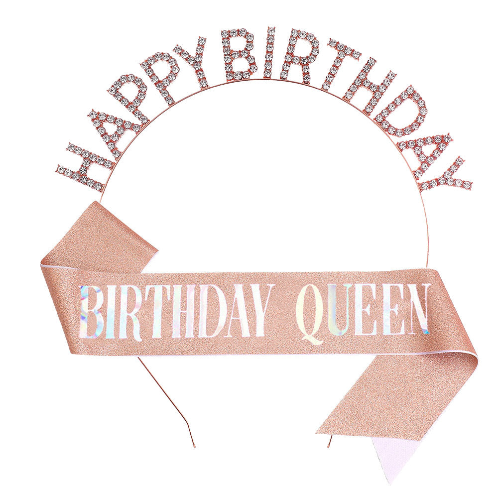 Damen Glitzernder Haarreif mit "Happy Birthday"-Aufschrift Karnz