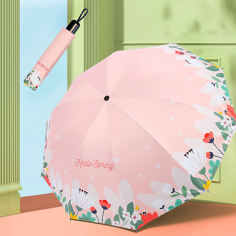 Damen Faltbarer Regenschirm mit floralem Design Karnz