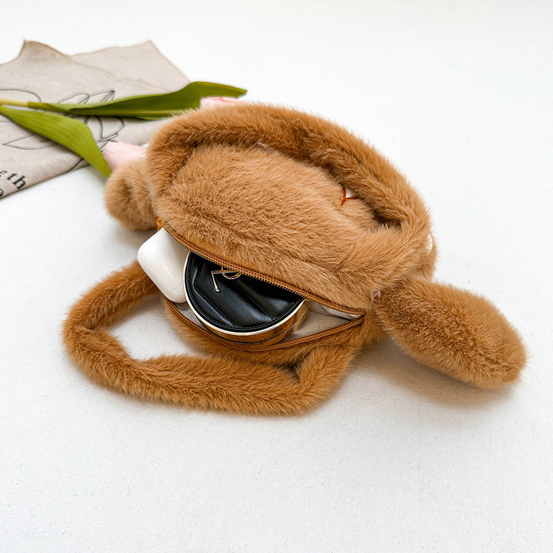 Verspielte Plüschhandtasche mit Ohren und Charakterdesign Karnz