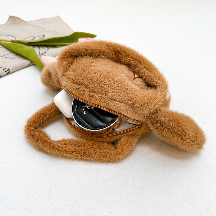 Verspielte Plüschhandtasche mit Ohren und Charakterdesign Karnz