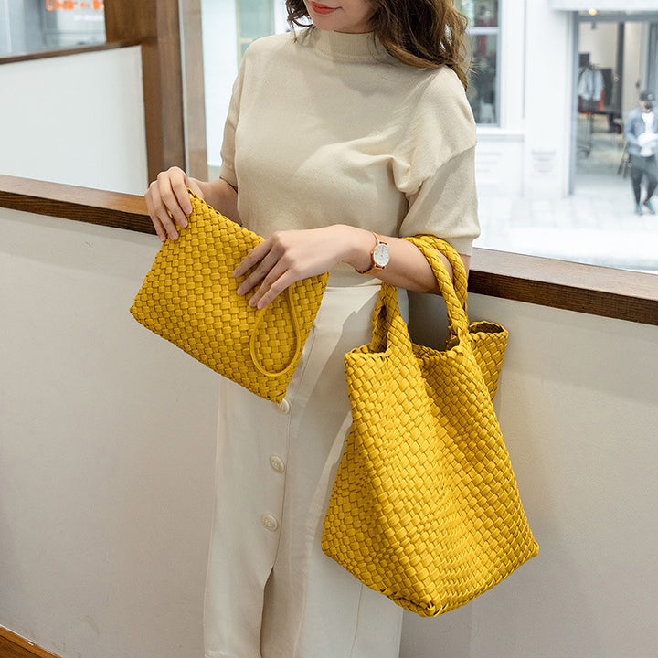 Elegante Geflochtene Handtasche mit Abnehmbarer Clutch Karnz