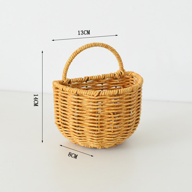 Wandregal Aus Naturbelassenem Holz mit Rattan-Einsätze Karnz