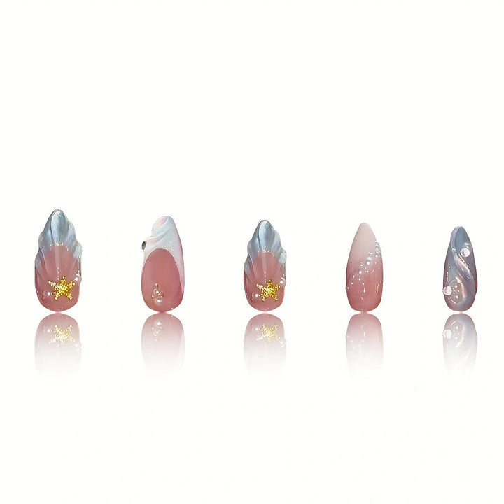 Meerjungfrau-inspirierte Presse-on-Nagelkunst Karnz
