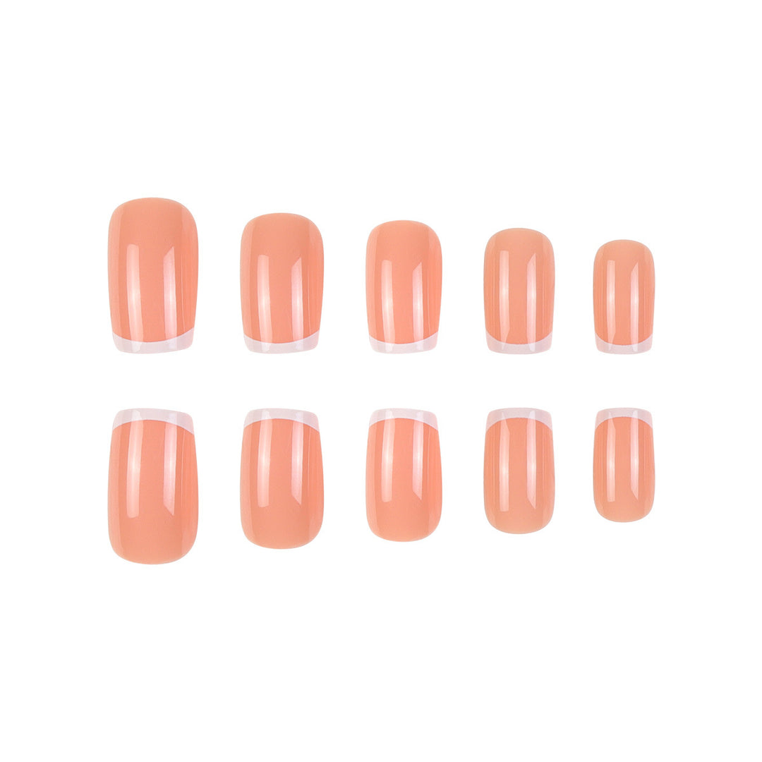 Glänzendes French Tip Press-On Nagelset Karnz