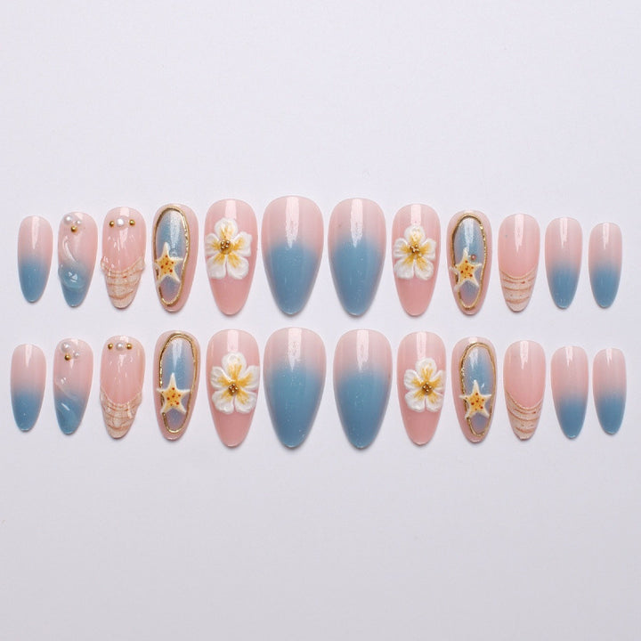 Blumenmeer-inspiriertes Nagelkunst-Set