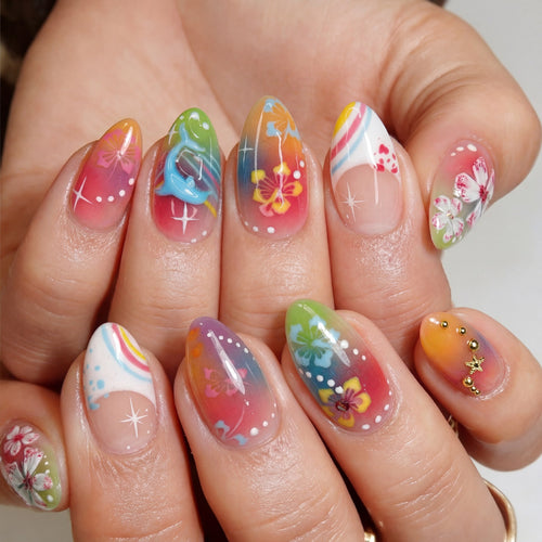 Künstlerisches Floral Press-On Nail Art Set Karnz