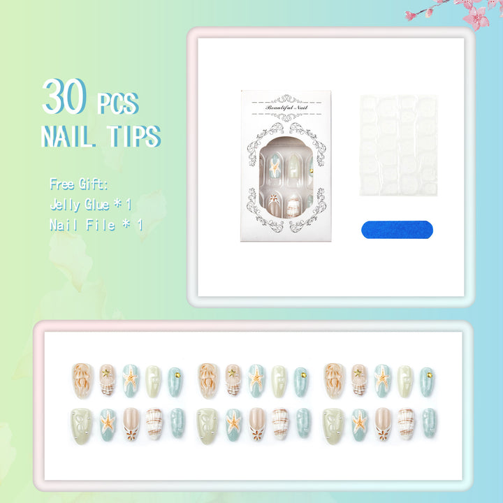 Künstlerisches, vom Ozean inspiriertes Nagelkunst-Set