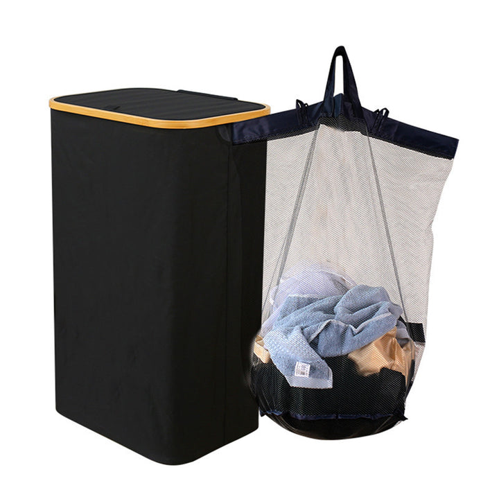 Stylischer Wäschebehälter mit Bambusdeckel Karnz