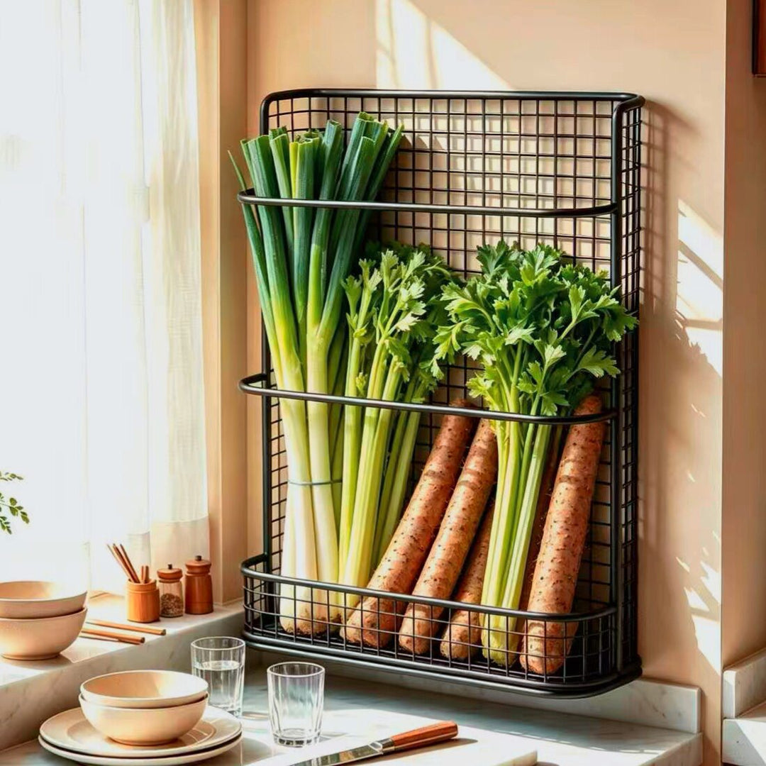 Slim Wandmontierte Drahtgitter Küchenschrank Vertikale Aufbewahrungskorb Organizer