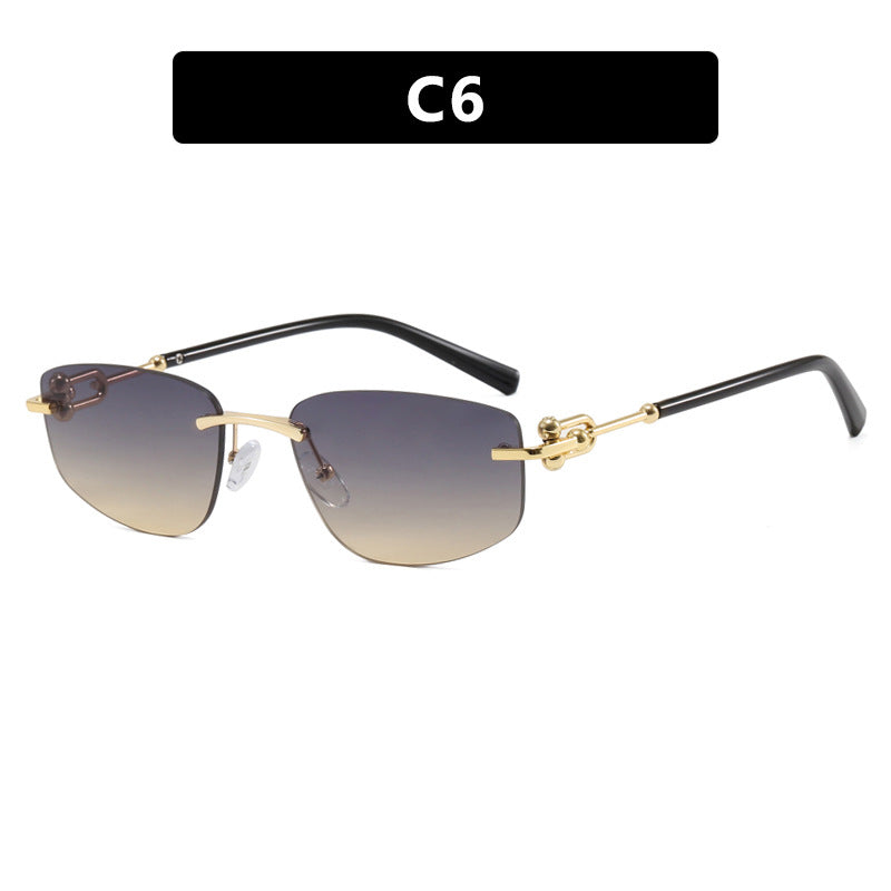 Damen elegante Halbgestell-Brille mit luxuriösem Metallrahmen und transparenten Gläsern Karnz