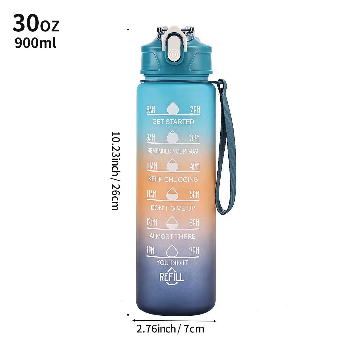 Damen Motivierende Wasserflasche mit Zeitmarkierungen Karnz