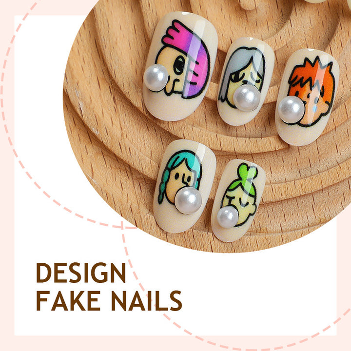 Kreatives Nail Art Set mit einzigartigen Charaktermustern und Perlenverzierung Karnz