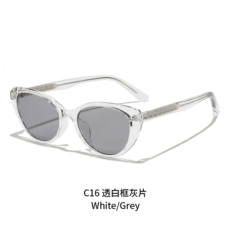 Damen Cat-Eye-Sonnenbrille mit transparentem Rahmen und UV-Schutz Karnz