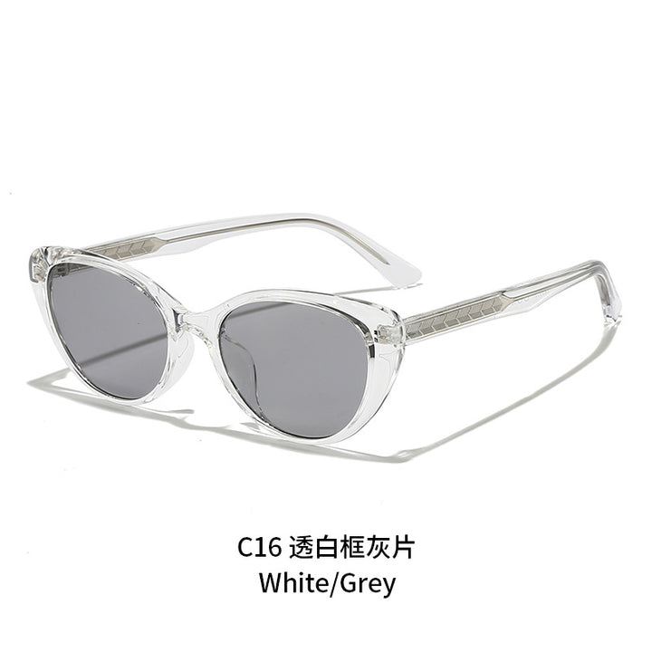 Damen Cat-Eye-Sonnenbrille mit transparentem Rahmen und UV-Schutz Karnz
