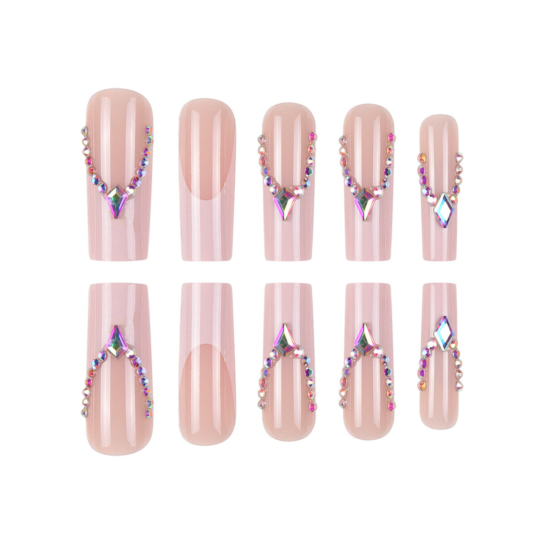 Rhinestone-verzierte lange Stiletto-Presse-Nägel Karnz