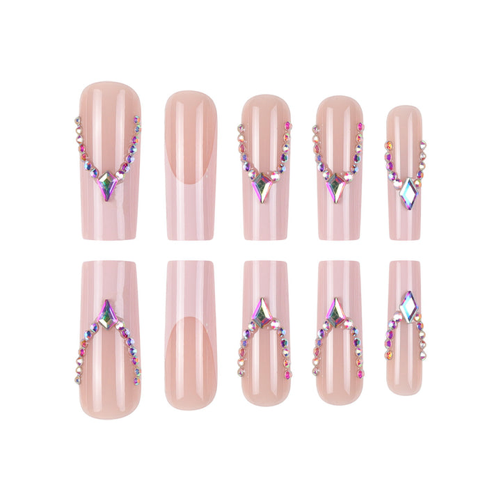 Rhinestone-verzierte lange Stiletto-Presse-Nägel Karnz