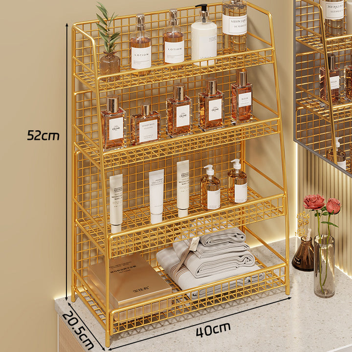 Winkelständer mit drei Drahtkörben und Gitterrückwand für geneigte Desktop-Mesh-Gepäckablage und -Thekenorganizer