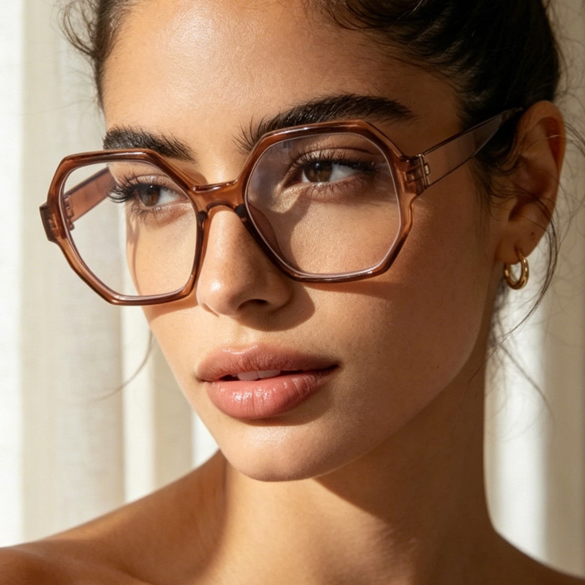 Damen modische Sonnenbrille mit hexagonalem Rahmen und UV-Schutz Karnz