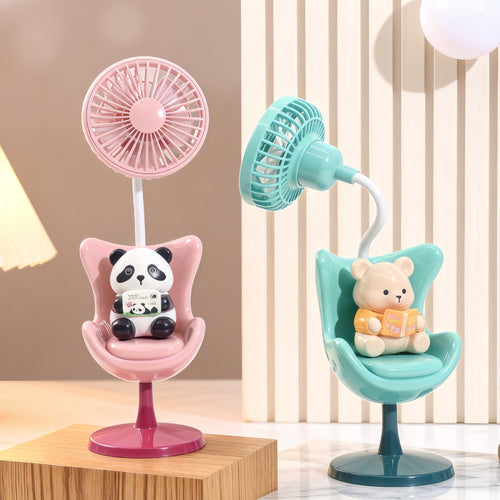 Damen USB Tischventilator mit verspieltem Bärenmotiv und flexibler Neigung Karnz