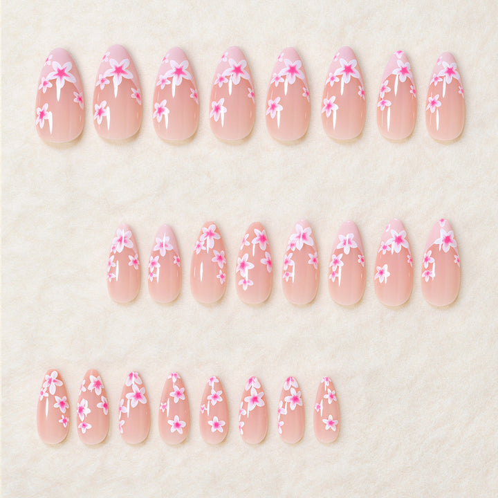 Floral Accent Stiletto Nagelkunst Set Karnz