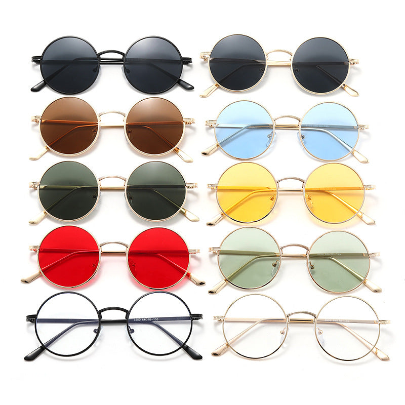 Damen modische Brille mit runden Gläsern und feinem Metallrahmen Karnz