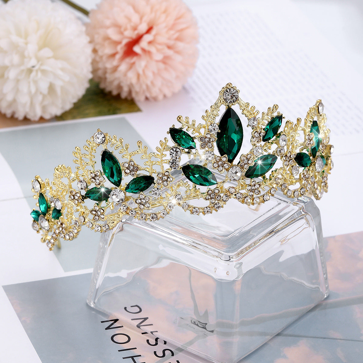 Damen Glamouröse Tiara mit funkelnden Kristallverzierungen Karnz